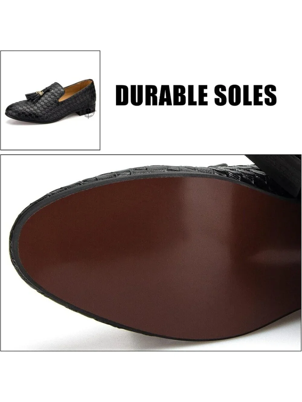 JITAI Men's Black09 Rubber Loafers Tassels Spikes Comfortable Wedding Prom Shoes